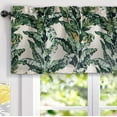 thumbnail image 2 of DriftAway Tropical Ba Leaves Botanical Pattern Lined Thermal Insulated Energy Saving Window Curtain Valance for Living Room Rod Pocket 52 Inch by 18 Inch Plus 2 Inch Header Linen Green, 2 of 6