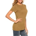 thumbnail image 3 of Fancyglim Women Basic T Shirts Crew Neck Short Sleeve Slim Fit Tops(Brown XL), 3 of 7