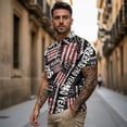 thumbnail image 4 of HUIACONG Vintage American Flag Print Golf Shirts for Men Quarter Zip Short Sleeve Matching Couple Outfits Quick Dry Patriotic Mens Shirts Casual Collared Tops for Golf Outdoor Sports Activities Man L, 4 of 7