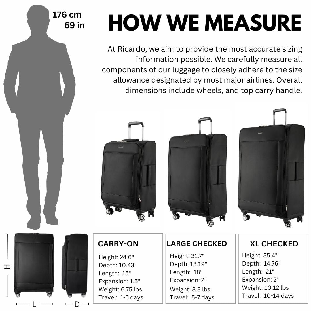 Ricardo Beverly Hills Solvang 2.0 Softside 28" Expandable Checked Spinner Luggage, Adult, Black