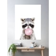 thumbnail image 2 of Bubble Gum Racoon Poster Wall Art, Modern Wall Decor For Living Room Bedroom, 12x18 UNFRAMED, 2 of 3