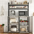 thumbnail image 3 of IDEALHOUSE Bakers Rack with Power Outlet, Coffee Bar with Wire Drawer,  Microwave Stand, Kitchen Buffet Table with Large Storage, 6-Tier Kitchen Storage Rack with Hutch, Rustic Gray, 3 of 15