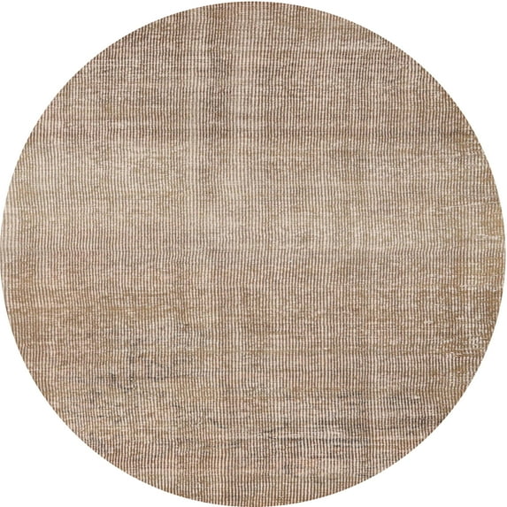 Ahgly Company Machine Washable Indoor Round Contemporary Dark Almond Brown Area Rugs, 4' Round