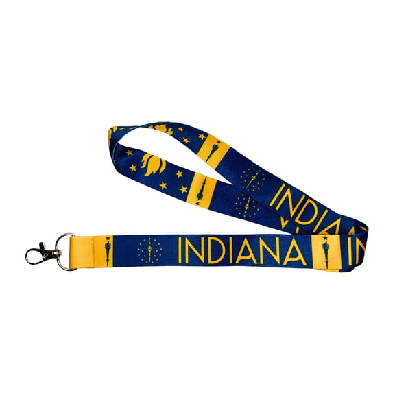 Lanyard - State Flag Indiana - USA - L073 | ID Badge Holder Strap, Travel Souvenir, Lightweight Everyday Accessory, Neck Strap, Event Accessory