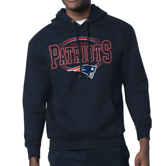 Men's Starter Navy New England Patriots Team Track Graphic Pullover Hoodie