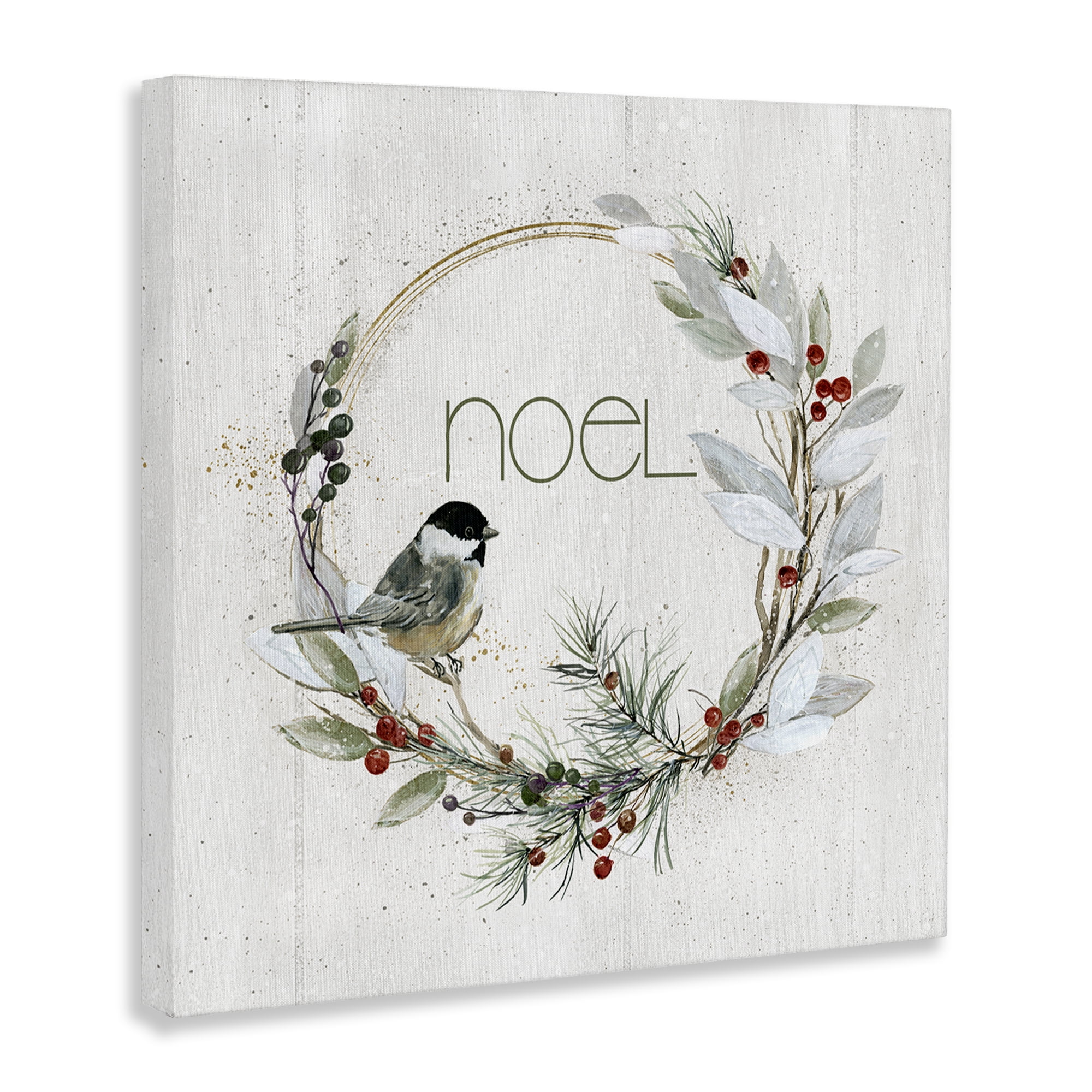 Stupell Industries Simple Noel Wreath Holiday Painting Gallery Wrapped Canvas Art Prints Wall Art, 30 x 30