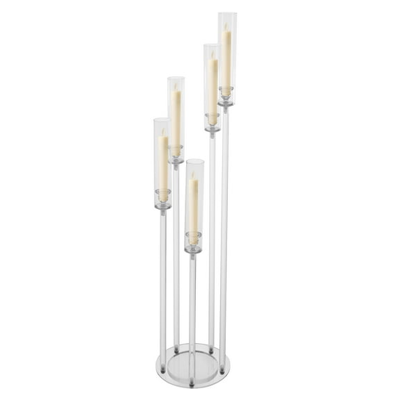 5-Arm Floor Candle Holder, Adjustable Heights and Sleek Design for Creating a Cozy and Romantic Ambiance