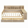 thumbnail image 4 of Natural Wooden Full Size Daybed with Storage Shelves, Two Drawers and Study Desk for Bedroom Organization, 4 of 7