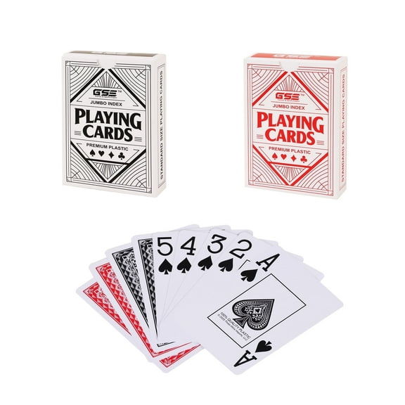GSE Games & Sports Expert 2-Deck 100% Waterproof Plastic Playing Cards, Jumbo Index, Poker Size, Perfect for Outdoor Camping, Beach & Pool, Travel
