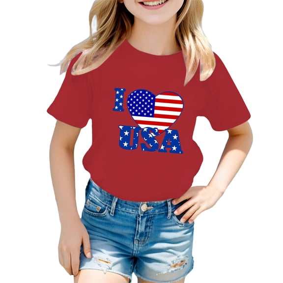 XXWXYD Kids 250th Anniversary USA Shirts Kids Toddler Boys Girls 4th of July T-Shirt Short Sleeve Patriotic Coquett𝖾 Bow American Flag Independence Day Top