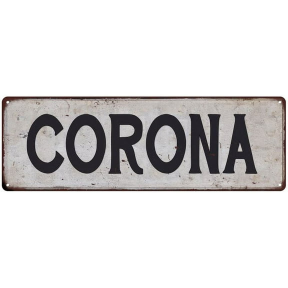 CORONA Vintage Look Rustic Metal 8x24 Sign City State 108240041046