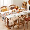 thumbnail image 3 of Fall Pumpkin Squirrel Table Runner - 72 Inch Long Thanksgiving Birds Maple Leaf Wooden Cotton and Linen Blended Dress Scarves Farmhouse Table Runner for Kitchen Dining, Coffee Table, 13" x 72", 3 of 8