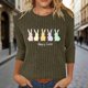 thumbnail image 2 of Camiseta de Cuello Redondo Impresa Casual de Manga 3/4 de Mujer Y Blusas, Tops de Moda de Otoño E Invierno, 2 of 7