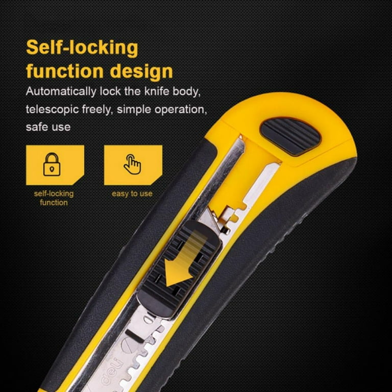 [20 Pack] EcoQuality Yellow Utility Knife Retractable Box Cutter for Cartons, Boxes, Cardboard 18mm Wide Blade Cutter Great for Warehouse, Office