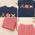 thumbnail image 4 of IDOPIP Toddler Boys Back to School Clothes Set Funny Pattern T Shirt Gingham Shorts Boys Summer Outfits, 4 of 7