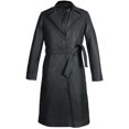 thumbnail image 2 of Abrigo largo para mujer - Chaqueta de cuero puro - Abrigos con botones ajustados para ropa exterior, 2 of 4