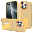 thumbnail image 2 of Designed for iPhone 13 Magnetic Phone Case,With Retractable Kickstand,Compatible with Mag-Safe,Translucent Matte Shockproof Anti-Scratch Ultra Slim Rugged Phone Case,Orange, 2 of 10
