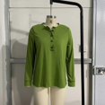 thumbnail image 3 of Women's Long Sleeve T-Shirts Buttons Solid Color Casual Basic Tees Blouses Loose Fit Pullover R XXXL, 3 of 4