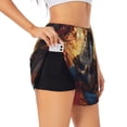 thumbnail image 3 of Lsque Maple Leaf Meditating Squirrel Printed Women's Running Shorts with Liner Pockets,Elastic Quick Dry Workout Athletic Gym Yoga Shorts,Womens High Waist Shorts-XX-Large, 3 of 9