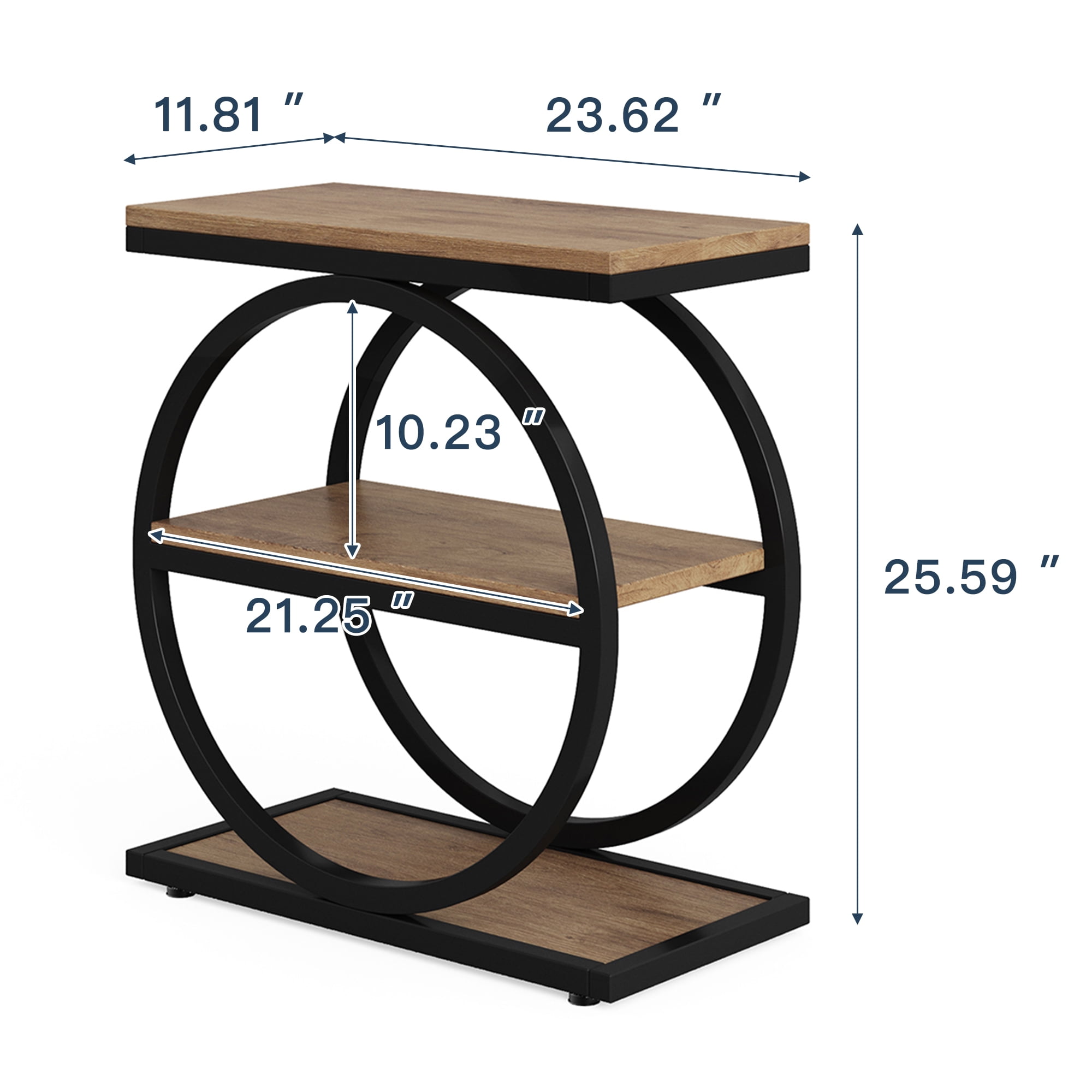 Demi Bonndustrial Console Table for Entryway, Farmhouse Sofa Tables Behind Couch, Rustic Wood and Metal Foyer Table with 3-Tier Shelves for Hallway Living Room, Beige