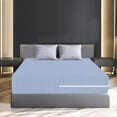 thumbnail image 3 of 100% Egyptian Cotton L Shape Zipper Mattress Cover, 800 TC, 8 Inch Deep Pocket Cal King Size (72x84), Stripe Light Blue, 3 of 6