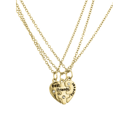 Lux Accessories Goldtone Best Friends Forever BFF Puzzle Necklace Set (Best Friend Necklaces For 4)