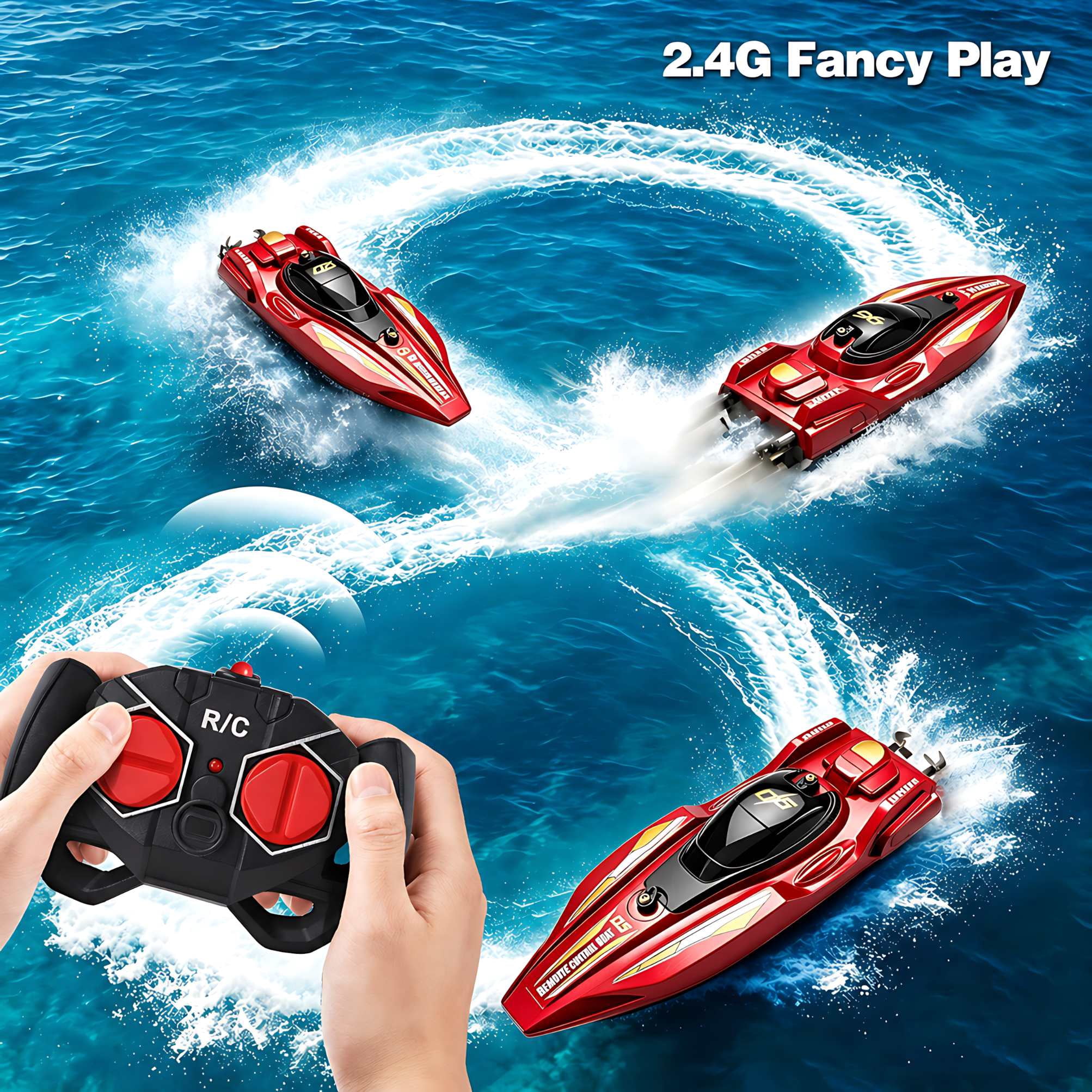 2.4GHz High-Speed Remote Control Racing Watercraft for Pools & Lakes | Dual Motor Waterproof RC Boat for Boys & Girls Ages 8-12