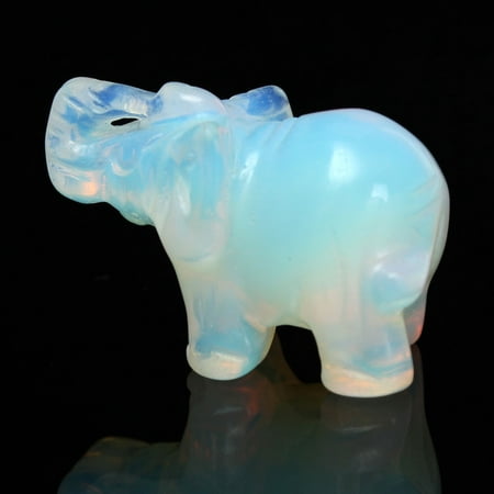 White Sri Lanka Moonstone Hand Carved Elephant Opal Collectibles Gemstone Ornament Craft Christmas Gift