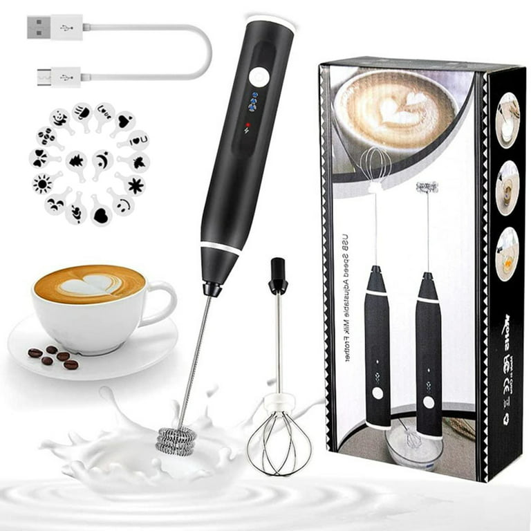 Milk Frother Handheld, USB Rechargeable 3 Speeds Mini Electric Milk Foam  Maker Blender Mixer for Coffee, Latte, Cappuccino, Hot Chocolate, Egg  Whisks - Black 