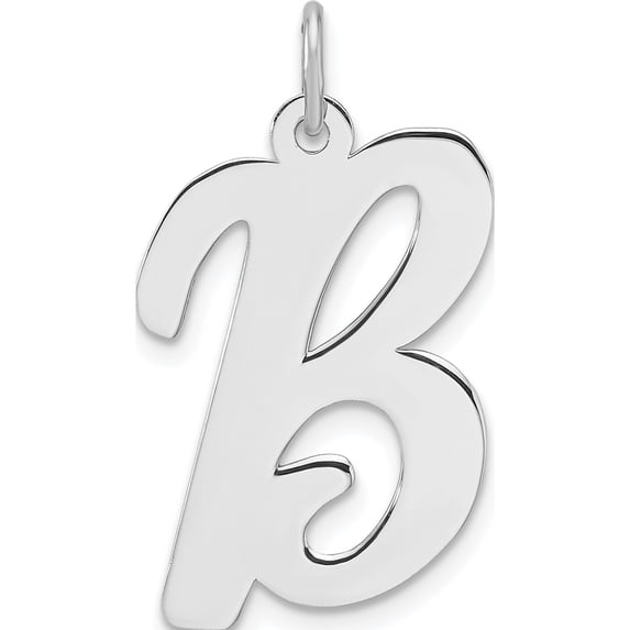 Sterling Silver Large Rhodium-Plated Script Letter B Initial Charm (Width 15.53) (Length 28.31) - Jbsp