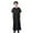 Black, variant on Teen Boys Short Sleeve Thobe Robe Loose Zipper Crew Neck Kufi Robe, Sizes 13-14