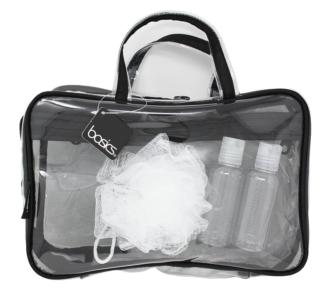 Basics Weekender Cosmetic Bag With 2 Clear Travel Bottles & 1 Shower