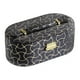 thumbnail image 4 of Caja de almacenamiento de joyas de cuero de 9,5 pulgadas de largo, con espejo, patrón de remolino dorado, negro, 4 of 5