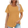 thumbnail image 2 of SDNall Loose Fitting Tops for Women Fashionable Casual Short Sleeved Loose Round Neck Solid Color Top (Orange,Sizes:S-2XL), 2 of 9