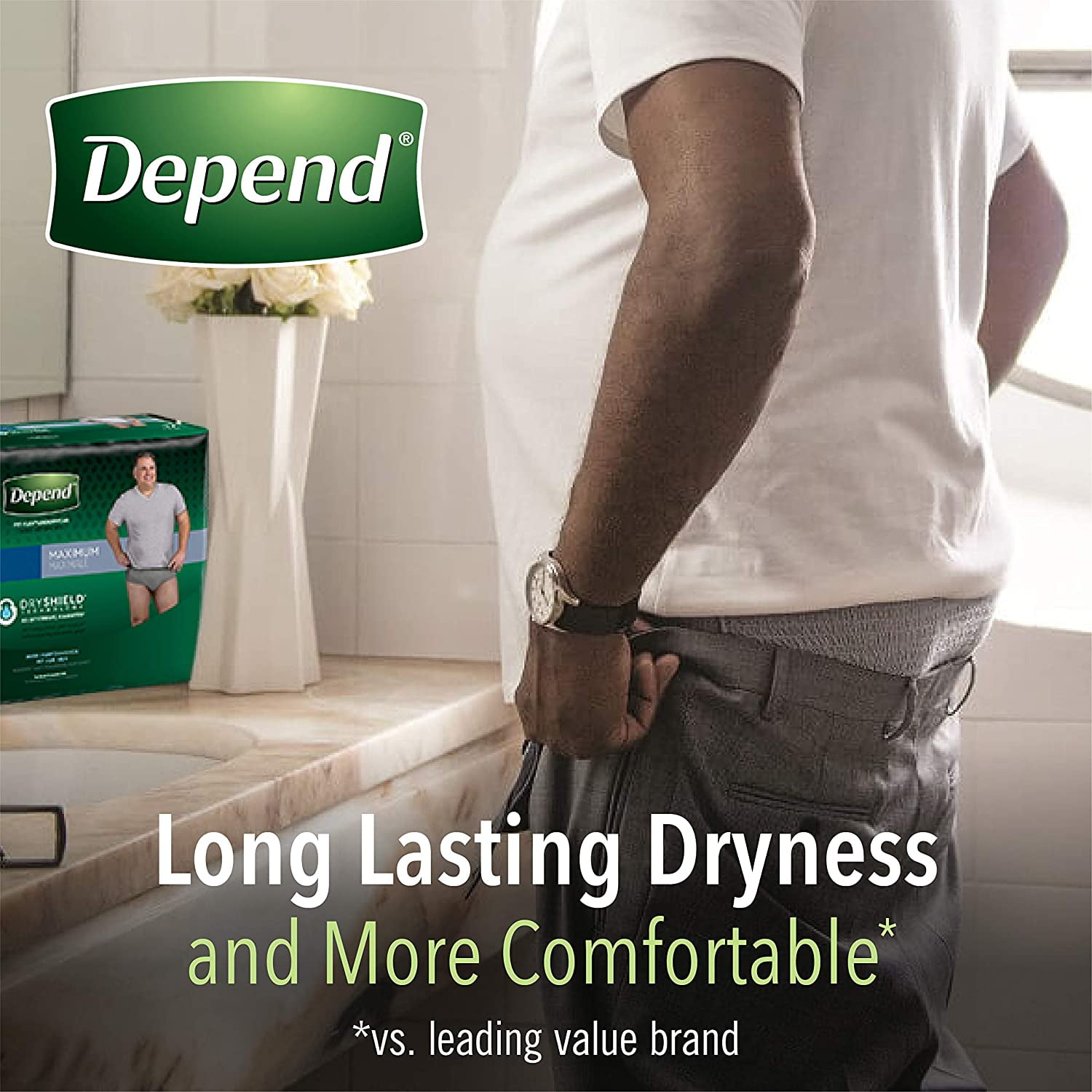 Depend FIT-FLEX Incontinence Underwear for Men, Maximum Absorbency, Disposable, XXL, Grey, Count ( Packs of ) (Packaging May Vary)