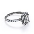 thumbnail image 3 of JeenMata Double Halo Setting - 1.75 Carat Emerald Cut - Pave Style Engagement Ring - 18K Black Gold Plating over Silver, 3 of 6