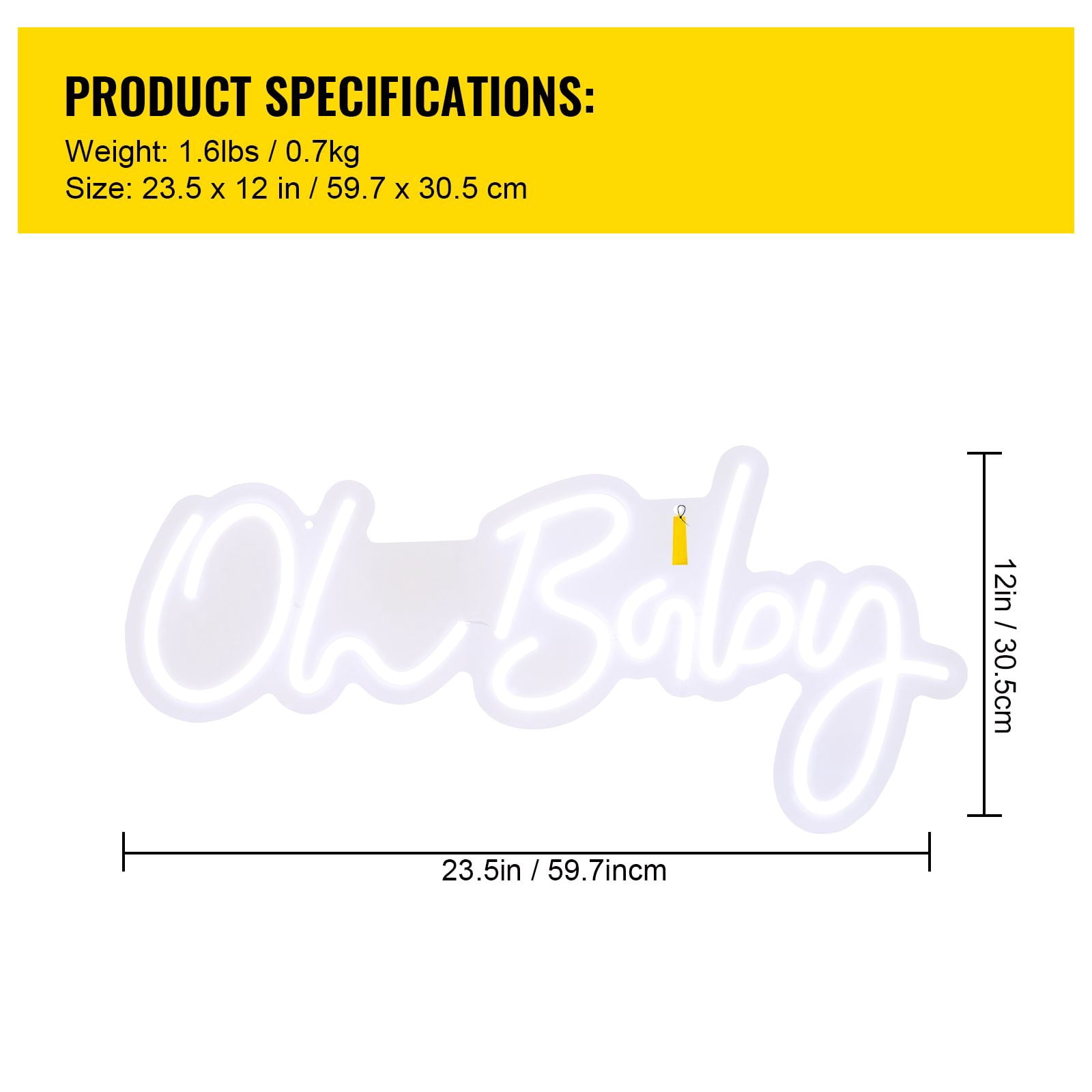 Oh Baby Neon Sign, 23.5x12 Inch LED with 4 Flash Modes, Dimmable 10%-100%, Remote Control, Silicone Material, Energy Saving for Baby Shower Gender Reveal Decor