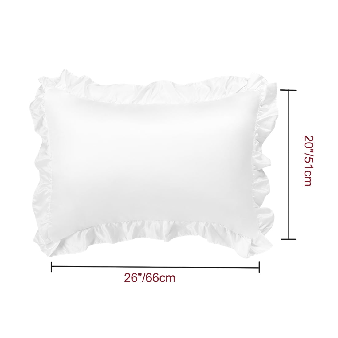 Unique Bargains 4-Piece Satin Ruffled Edge Pillow Shams, Standard, White