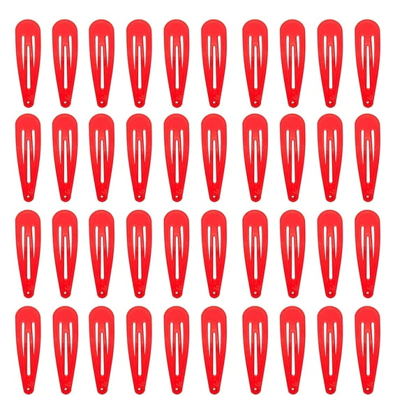 40 Counts Red Color Metal Snap Hair Clips 2 Inch Barrettes for Women Accessories