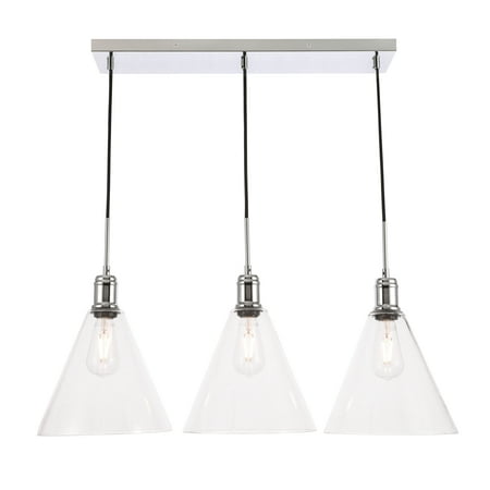

Hugh 3 light Chrome and Clear glass pendant