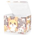 thumbnail image 2 of Cute Big Eyes Dog Large Storage Bins with Linen Collapsible Lid Storage Box 16.7 x 12.6 x 11.8in, 2 of 7