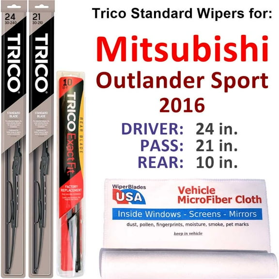 2016 Mitsubishi Outlander Sport Wiper Blades (Set of 3) w/Rear Wiper