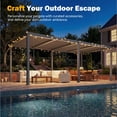 thumbnail image 6 of MELLCOM Pergola Louvered 10x20, Hardtop Pergola with Adjustable Roof for Sun & Rain Shade, Outdoor Gazebo with Integrated Drainage System, Modern Rustproof Patio Canopy Carport, 6 of 8