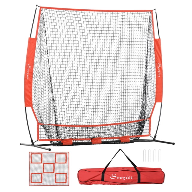 Soozier Filet de Baseball 6 Pieds x 6 Pieds, Filet d'Entraînement de Lancer avec Sac de Transport