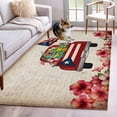 thumbnail image 3 of Area Rug for Living Room, Puerto Rican Flag Non-Slip Indoor Large Carpet for Bedroom/Dining Room, Vintage Country Truck Flowers Beige Washable Low-Profile Rectangle Floor Mat Runner Rugs - 3 x 5 Ft, 3 of 7