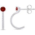 thumbnail image 2 of beryl_creation 925 Sterling Silver 1.20 Ct Round Cut Garnet J- Hoop Earring's 14K White Gold Plated For Women's, 2 of 2