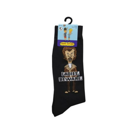 

Kole Imports AB290-32 Unisex Beavis & Butthead Beware Crew Socks Black - Size 10 - 13 - Pack of 32
