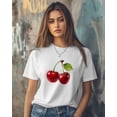 thumbnail image 3 of Red Cherry Womens T Shirts Short Sleeve Cotton Crewneck T-Shirt Graphic Tees, Casual Tops Tshirt for Women Teen Girls, 3 of 7