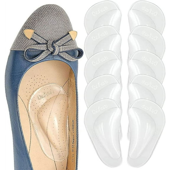 Plantar Fasciitis Arch Support Shoe Insoles 5 Pairs, Thicken Gel Arch Pads for Flat Feet - Self-Adhesive Arch Cushions Inserts for Men and Women