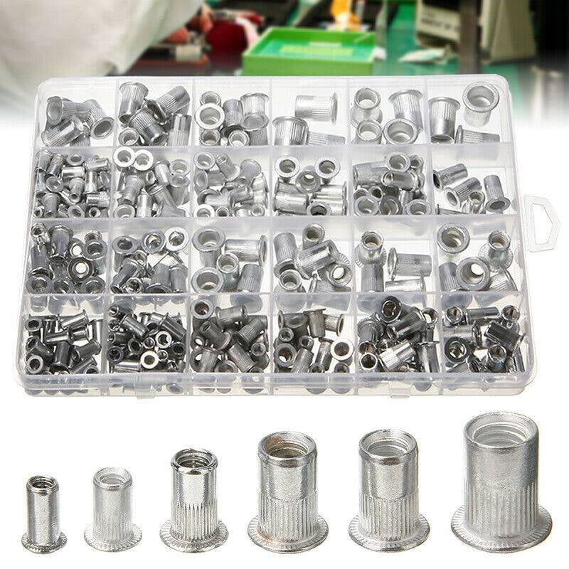 300 pcs Aluminum Rivet Nut  Kit Rivnut Nutsert Assort 150pcs Metric+150pcs SAE 
